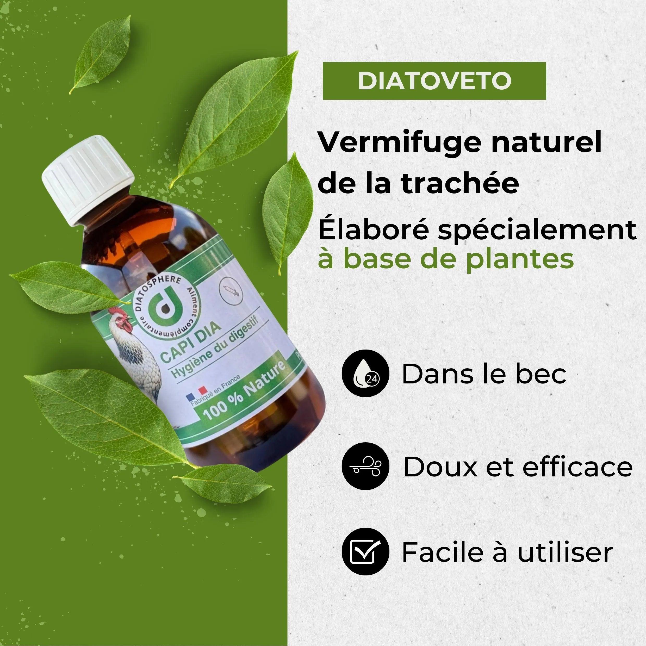 Capi Dia : Vermifuge Naturel contre Vers du Jabot et de la Trachée chez les Poules (Capillariose, Syngamose)
