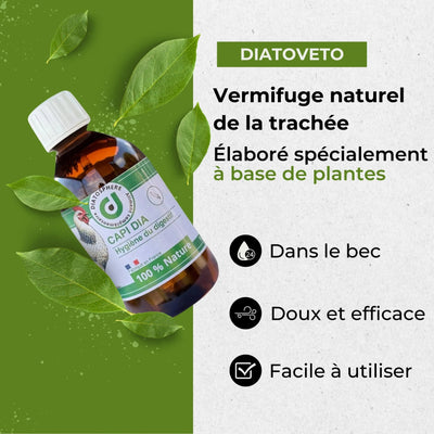 Capi Dia : Vermifuge Naturel contre Vers du Jabot et de la Trachée chez les Poules (Capillariose, Syngamose)