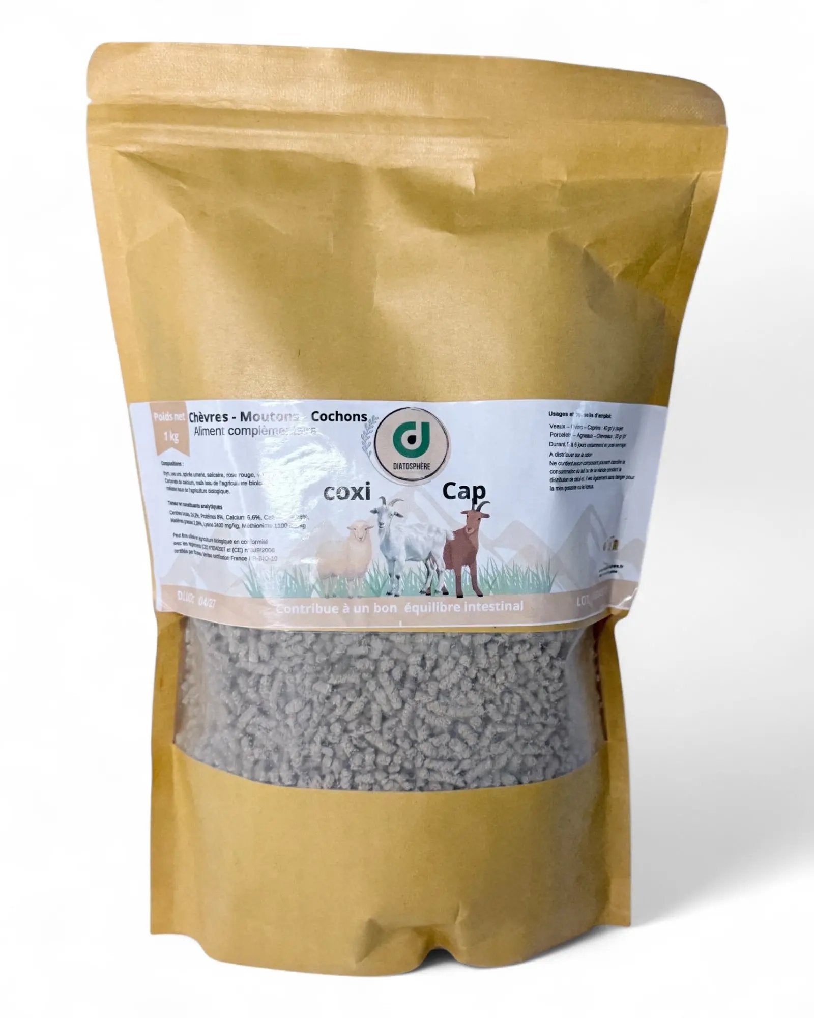 Complément anti-coccidiose Coxi Cap pour chèvres et moutons, sachet naturel contre diarrhée