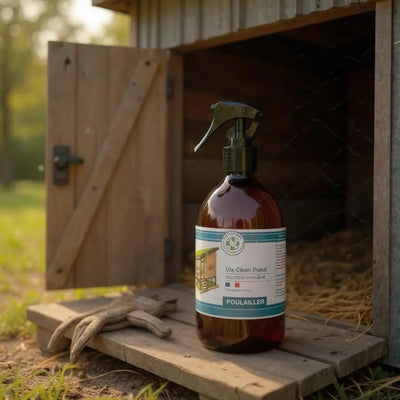 Dia Clean Pulvé, spray bio anti-microbes pour hygiène poulailler et cages poules