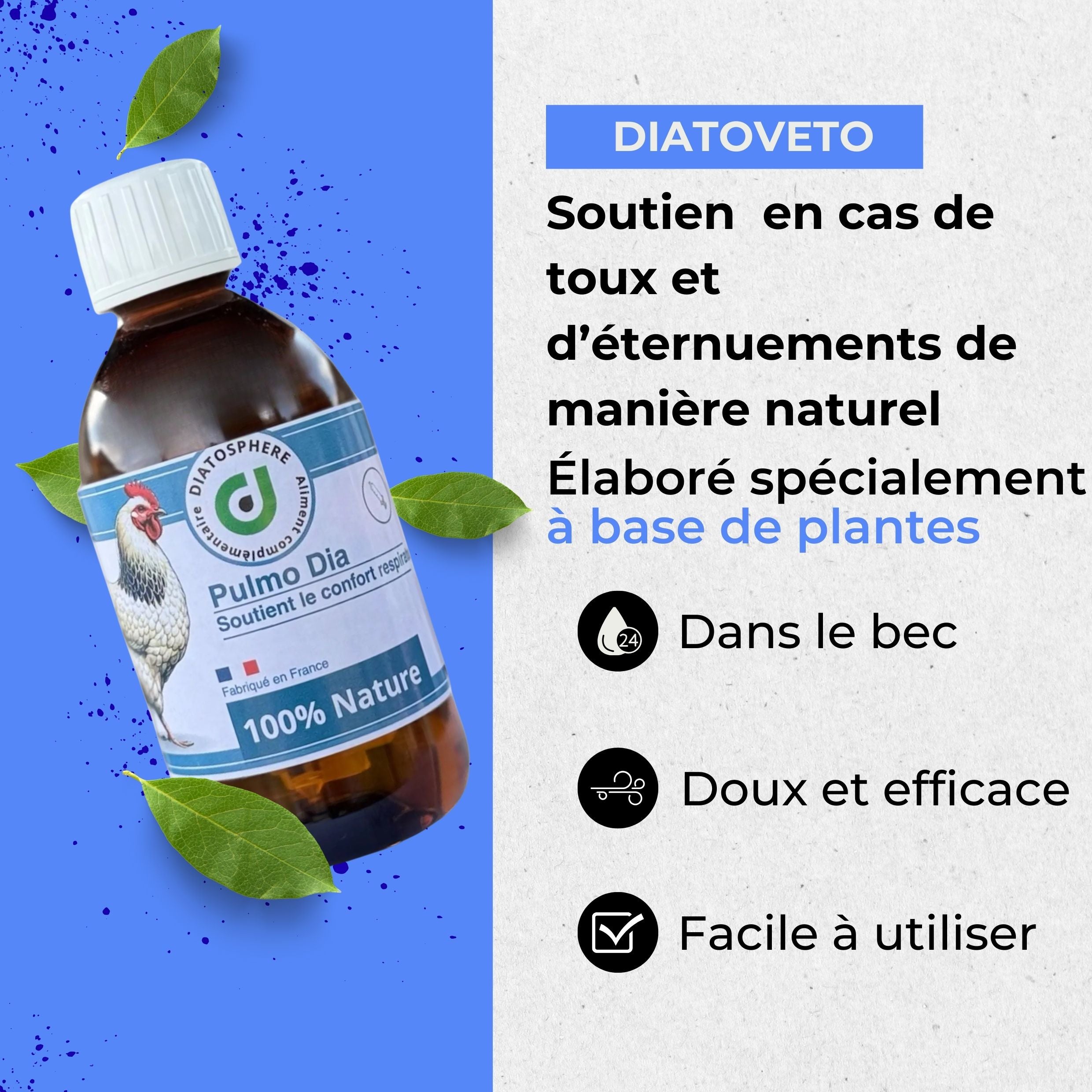 Pulmo Dia : Traitement Naturel pour Coryza, Rhume et Toux chez les Poules Diatosphere