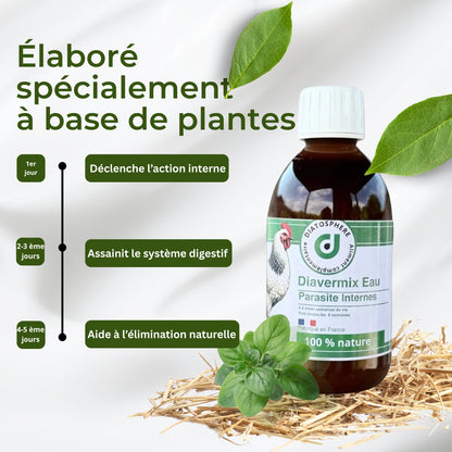 Diavermix Eau - Vermifuge Naturel Poules contre les Vers Intestinaux
