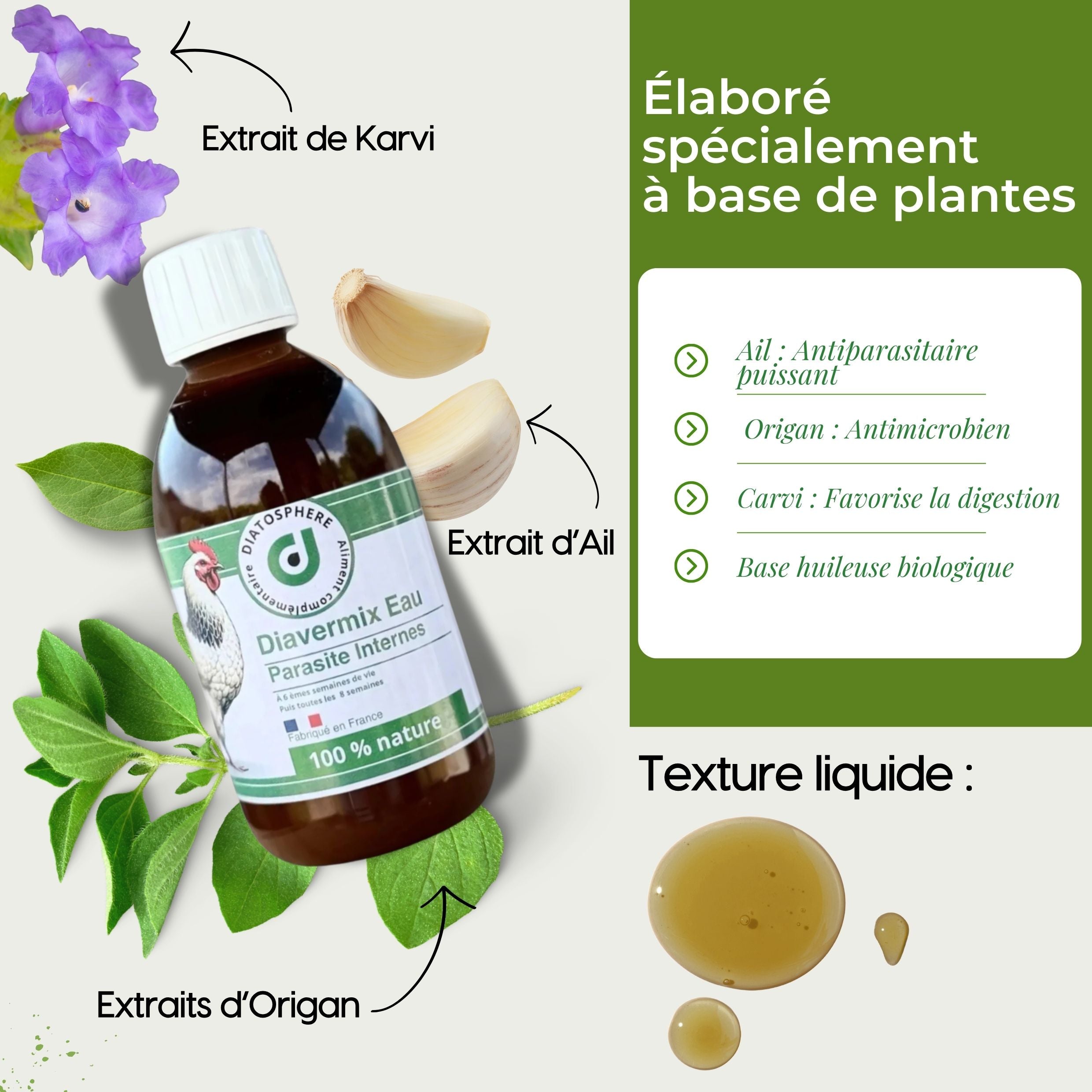 Diavermix Eau - Vermifuge Naturel Poules contre les Vers Intestinaux
