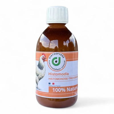 Flacon d'Histomodia, aliment complémentaire pour volailles